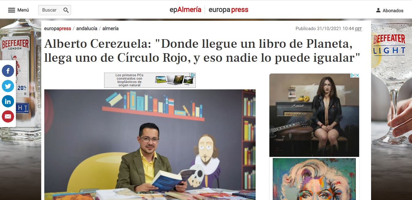 Alberto Cerezuela: "Donde llegue un libro de Planeta, llega uno de Círculo Rojo, y eso nadie lo puede igualar"